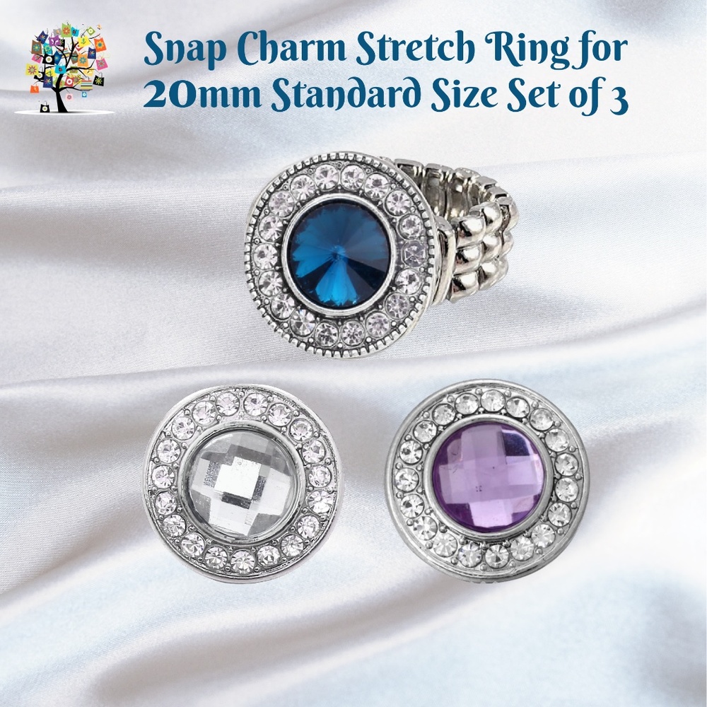 Snap Charm Stretch Ring for Standard Snaps 20mm Set of 3